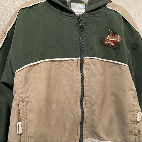 Kids Green and Tan Hooded Jacket 4T - Picture 3 of 5